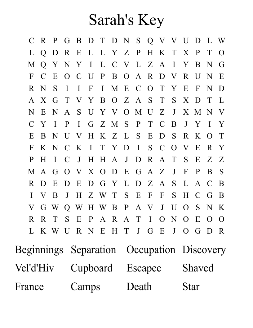 Sarah's Key Word Search