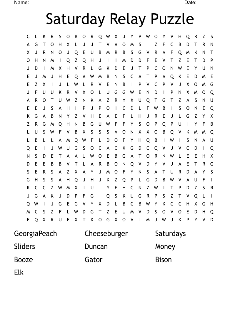 Saturday Relay Puzzle Word Search WordMint