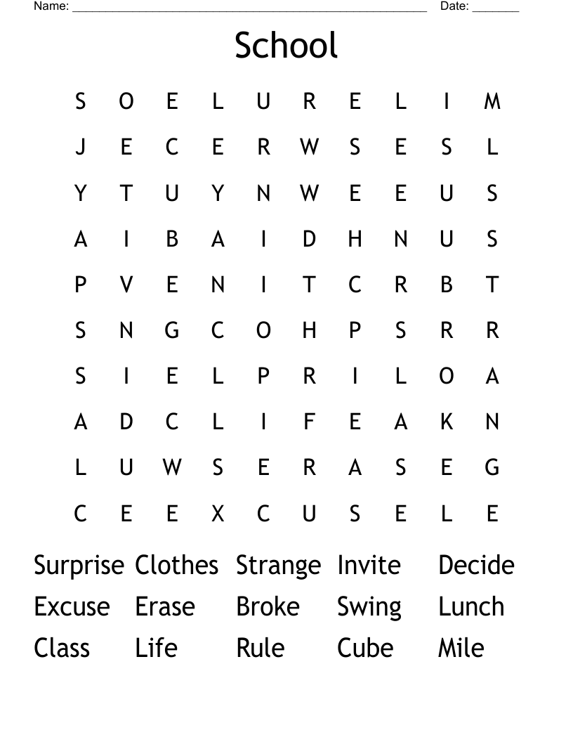 School Word Search