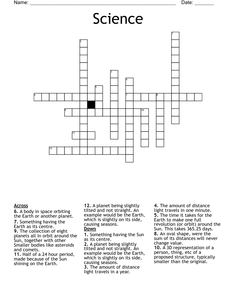 Science Crossword