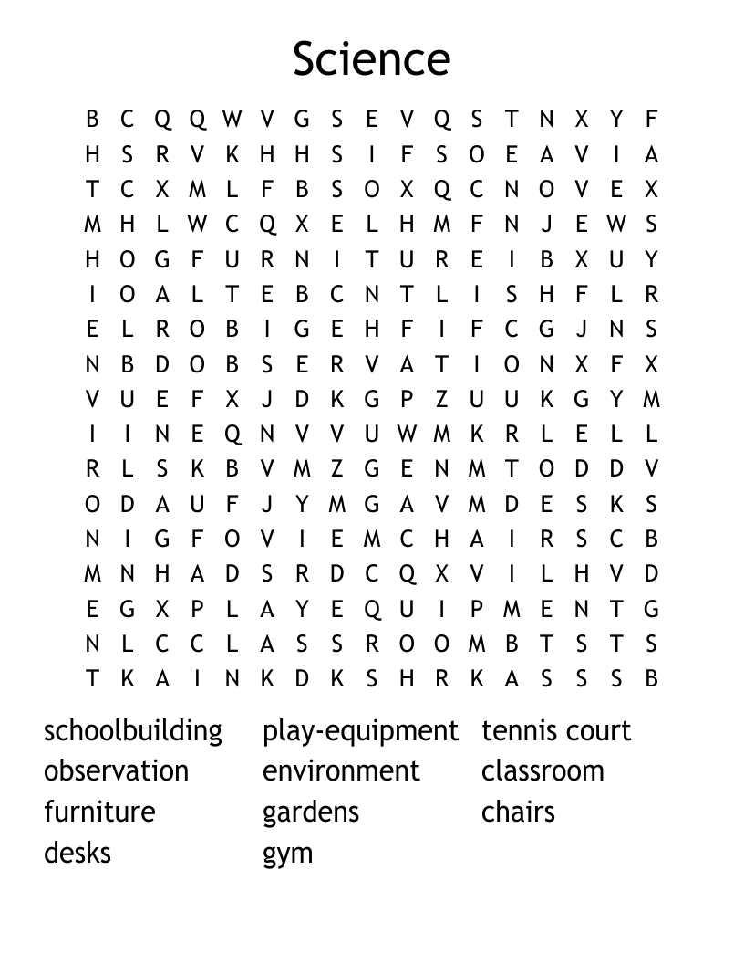 Science Word Search WordMint