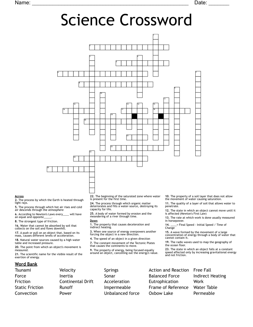 Science Crossword