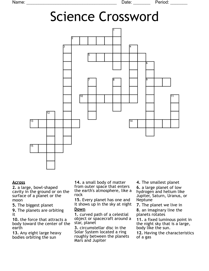 Science Crossword WordMint