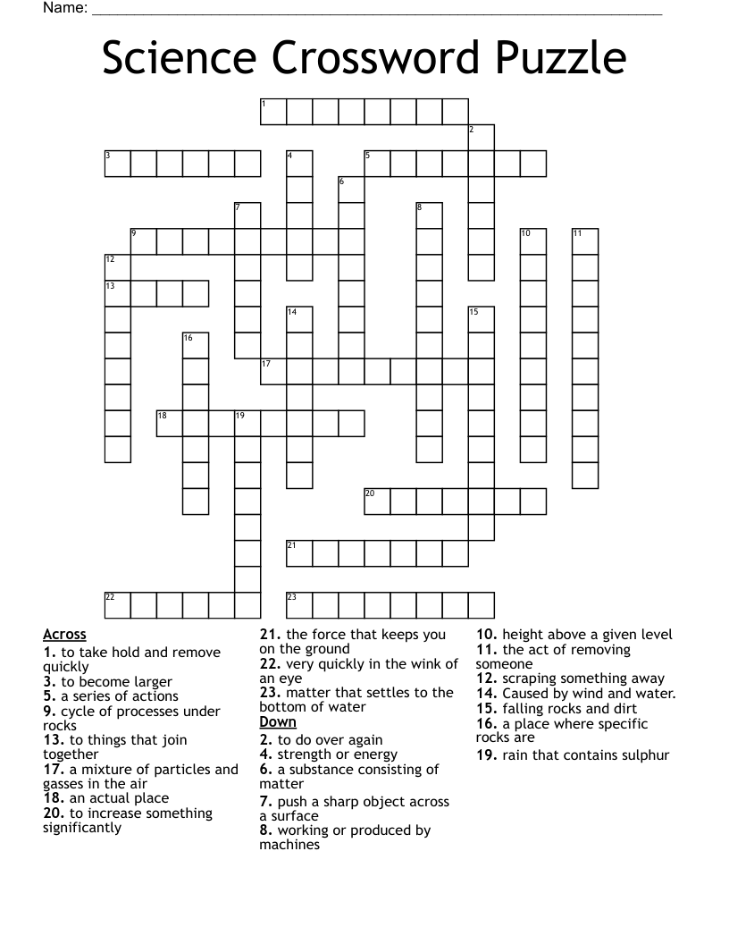 Science Crossword Puzzle