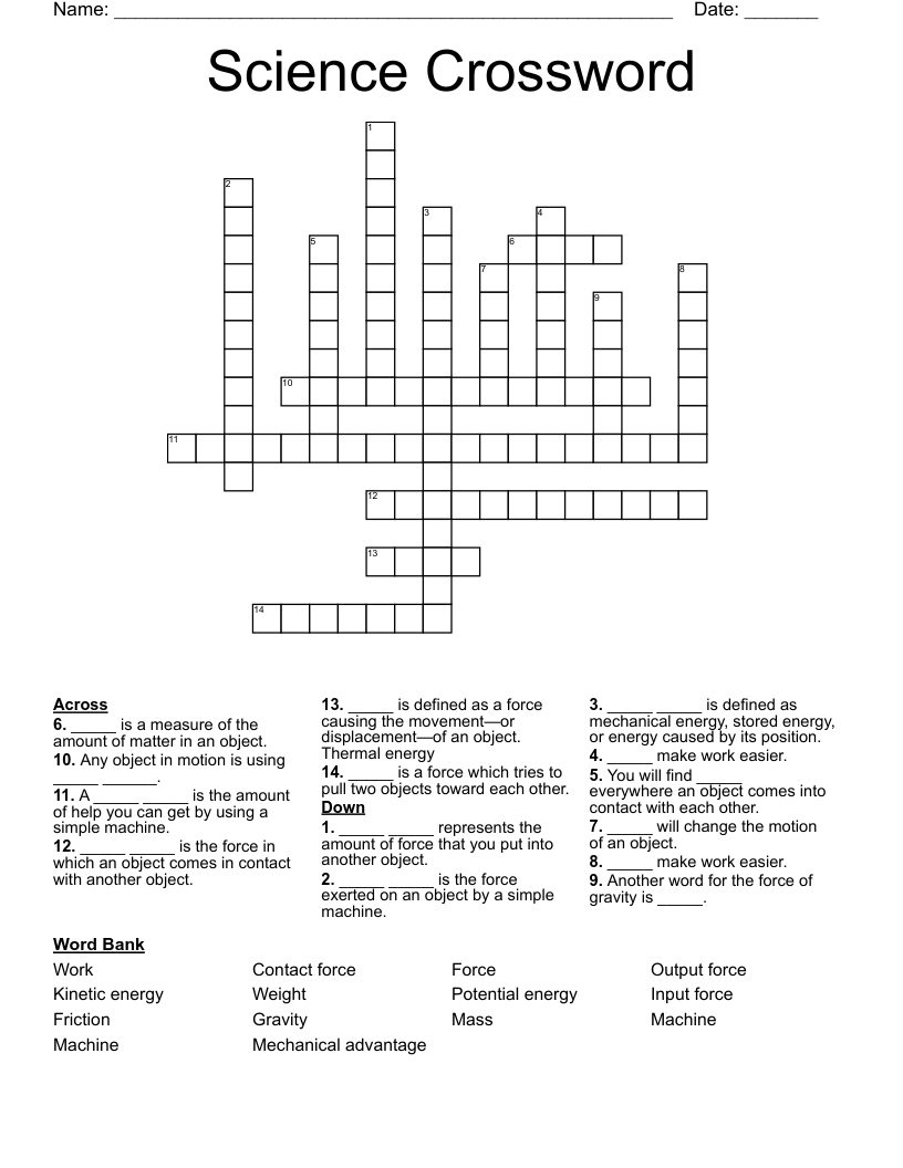 Science Crossword 