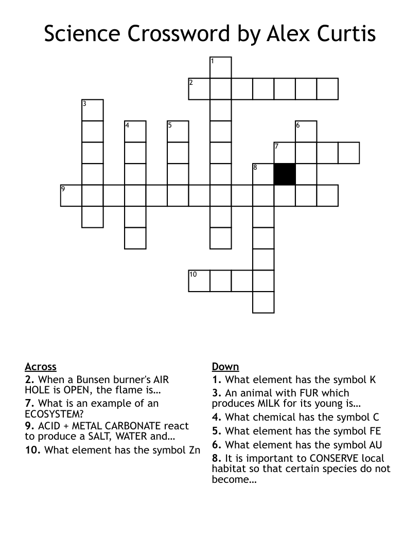 Science Crossword by Alex Curtis