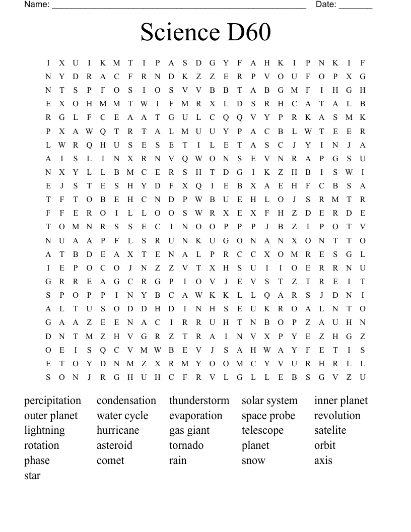Science D60 Word Search