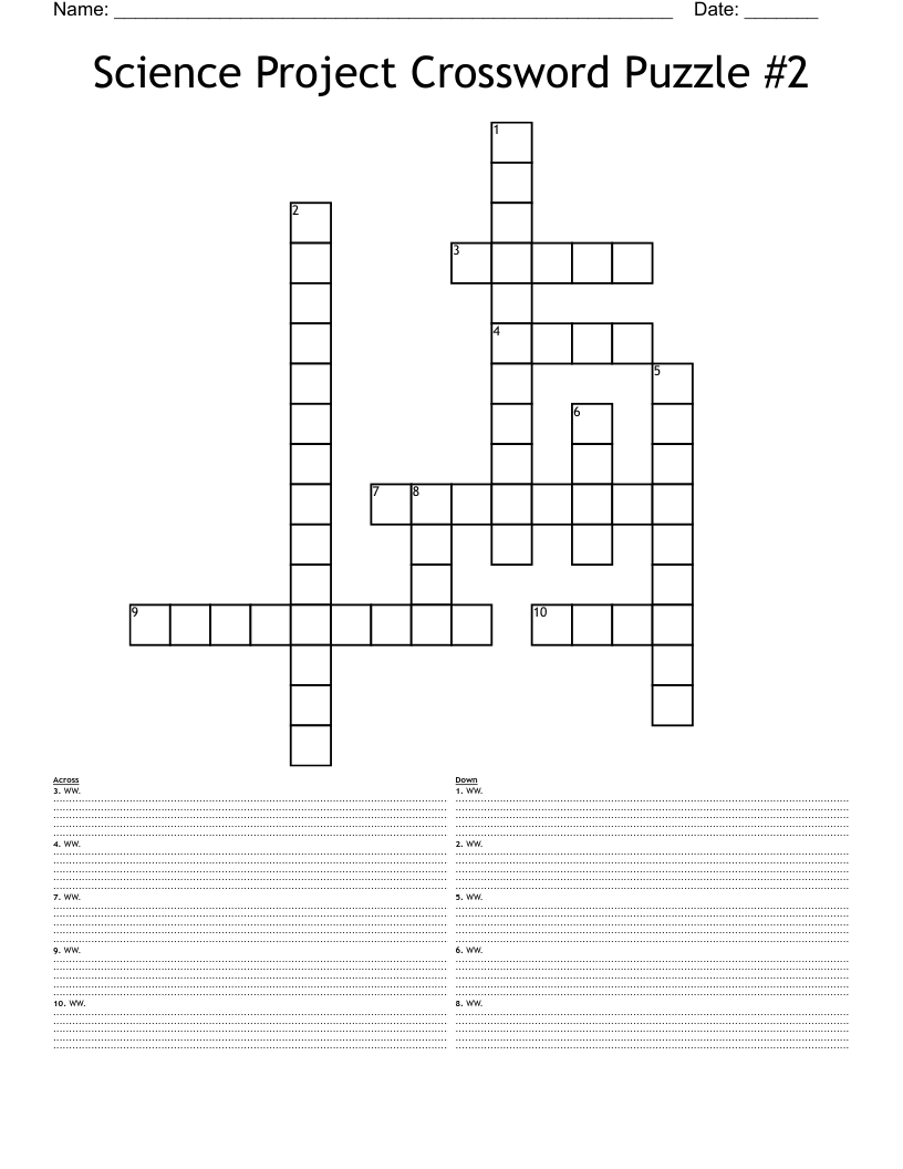 Science Project Crossword Puzzle #2