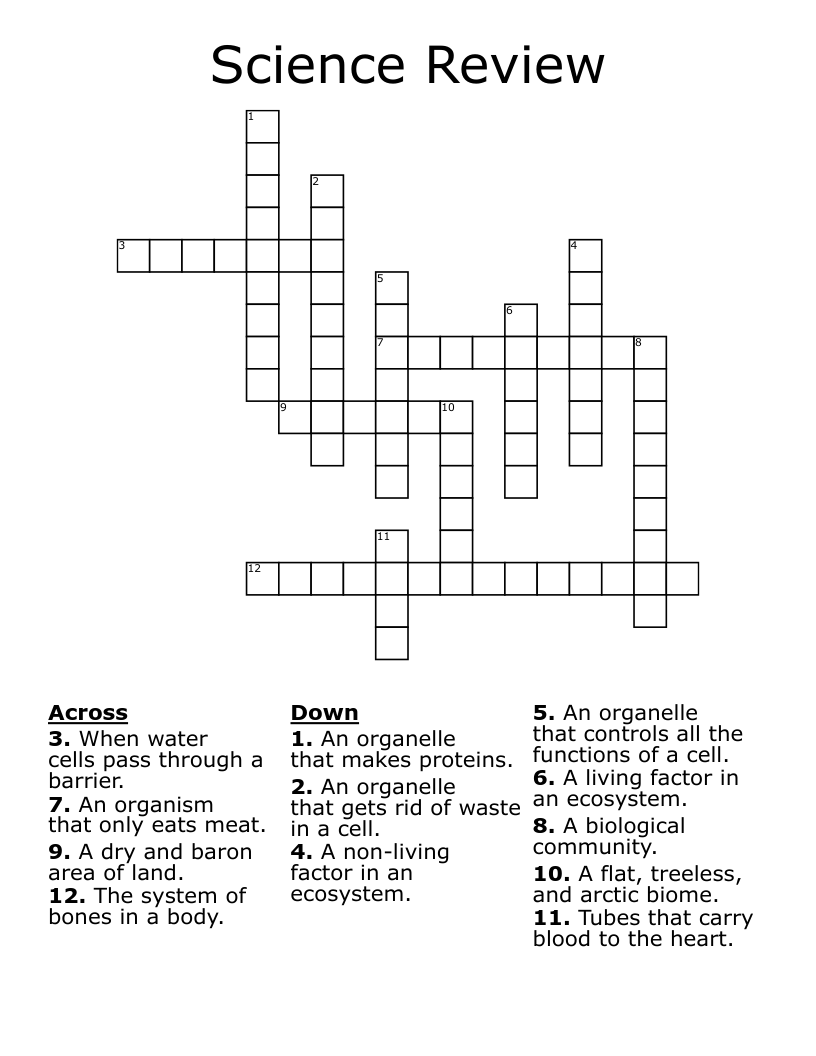 Science Review Crossword