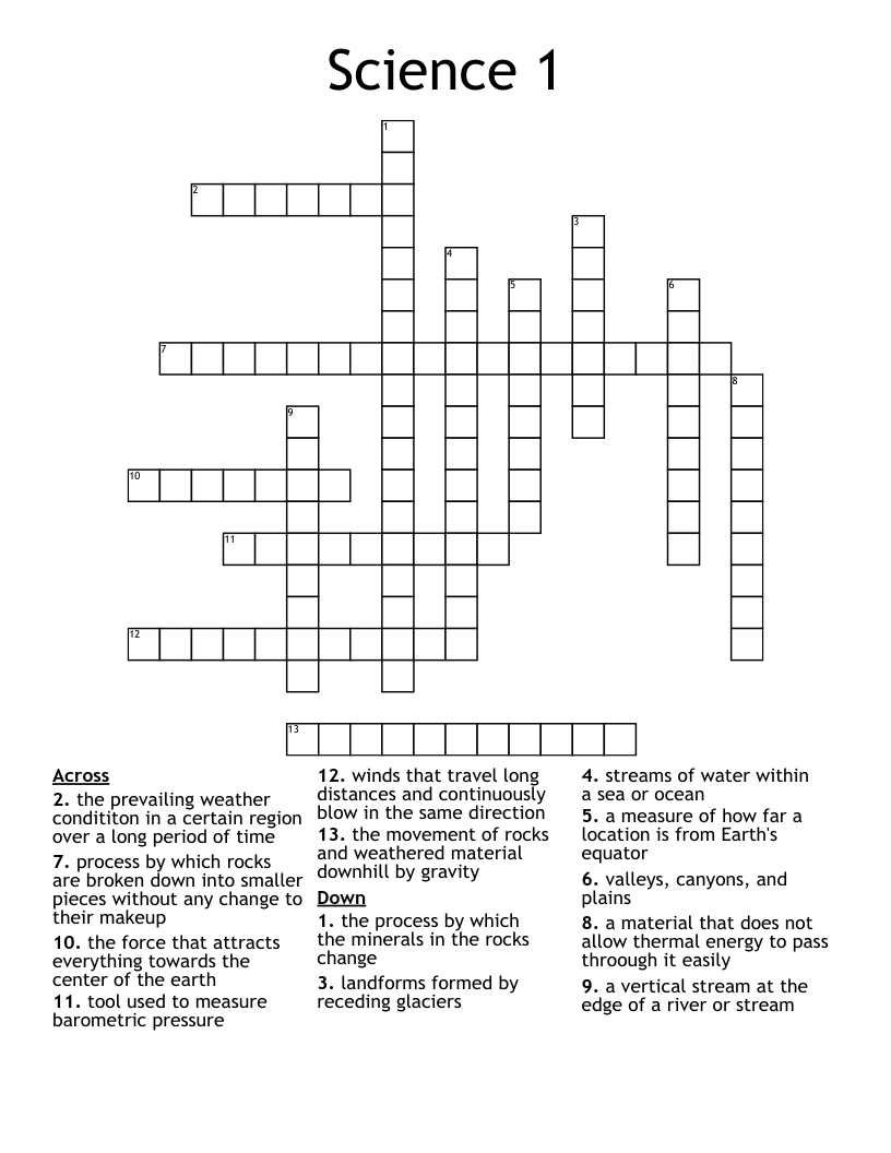 Science  1 Crossword