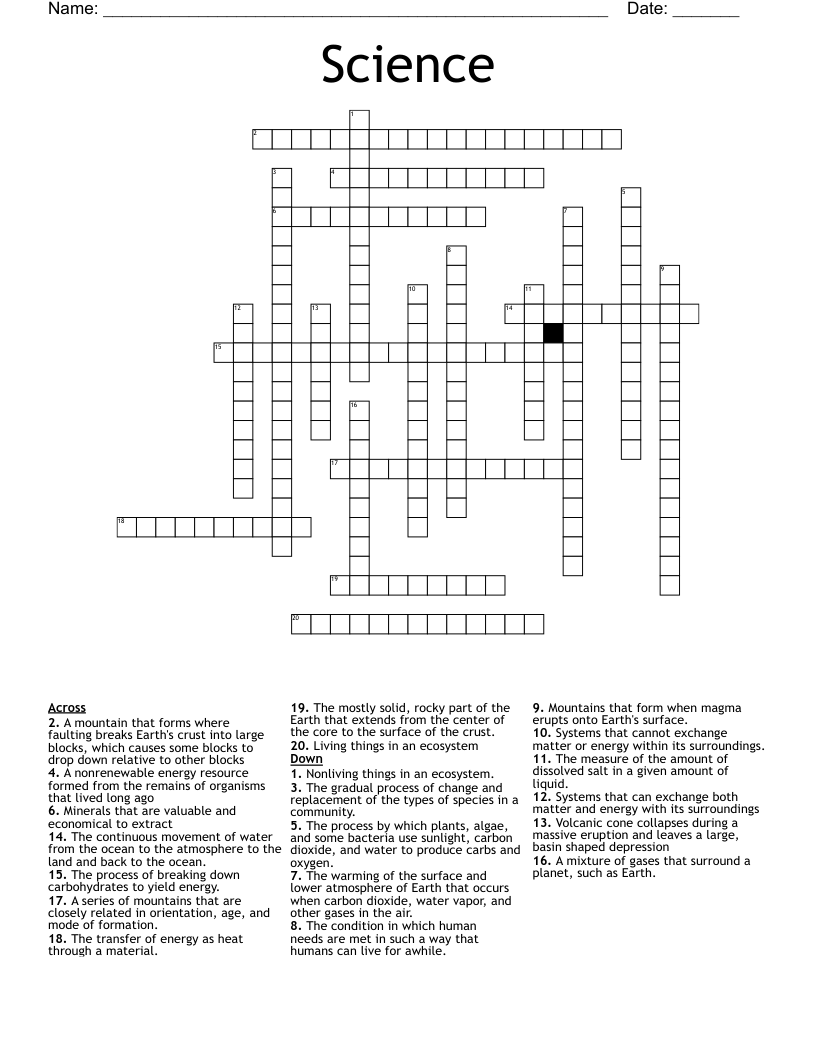 Science  Crossword