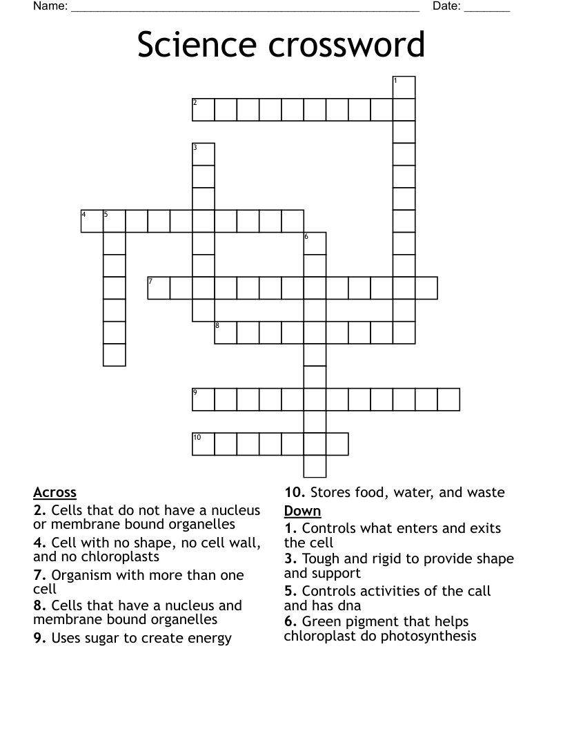 Science crossword 