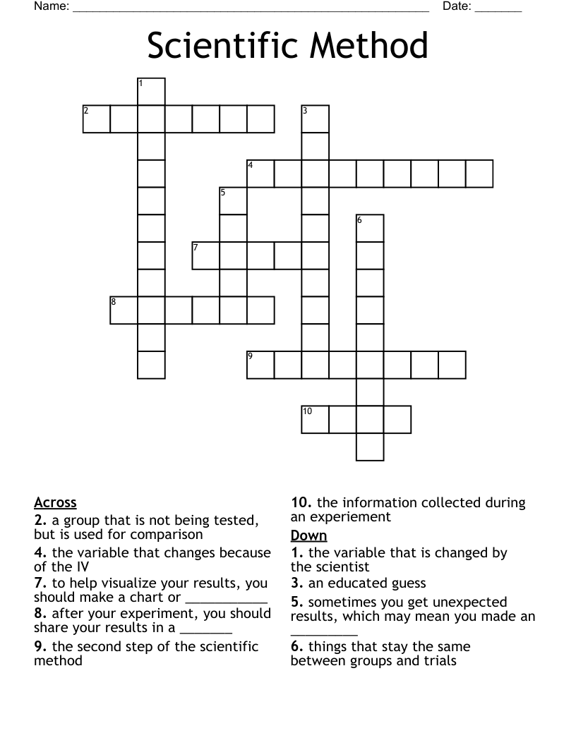 Scientific Method Crossword