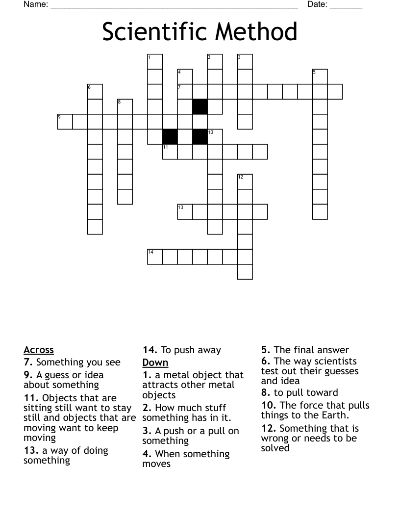 Scientific Method Crossword