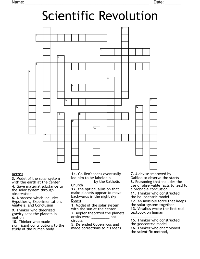 Similar To Scientific Revolution Word Search WordMint