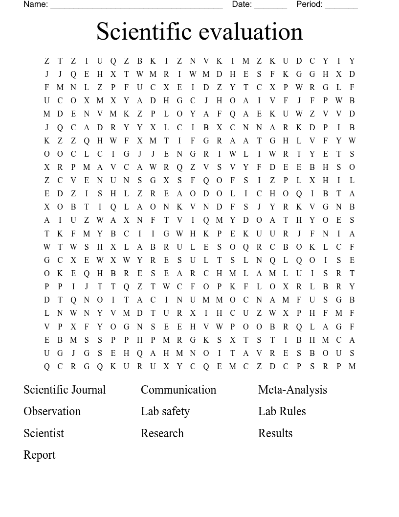 Scientific evaluation Word Search