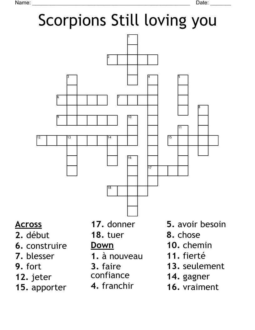 Scorpions  Still loving you  Crossword