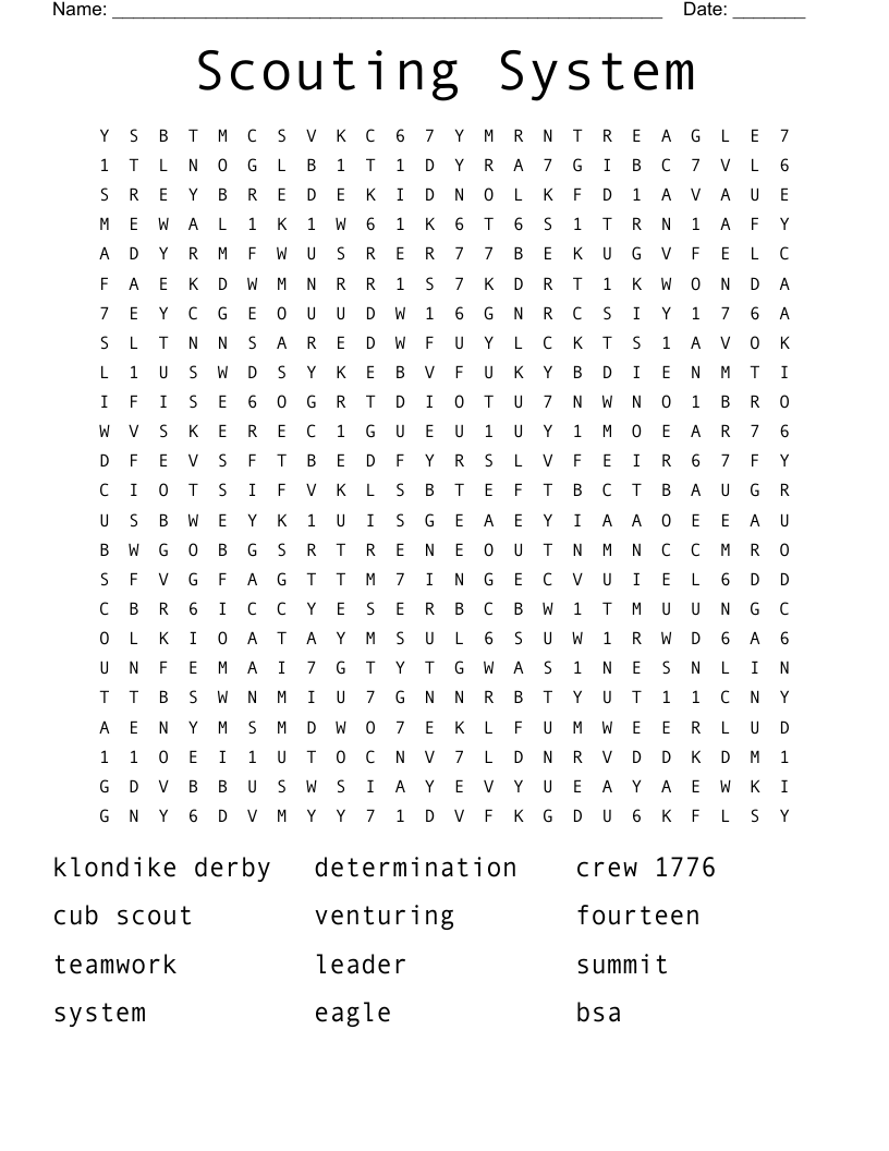Scouting System Word Search