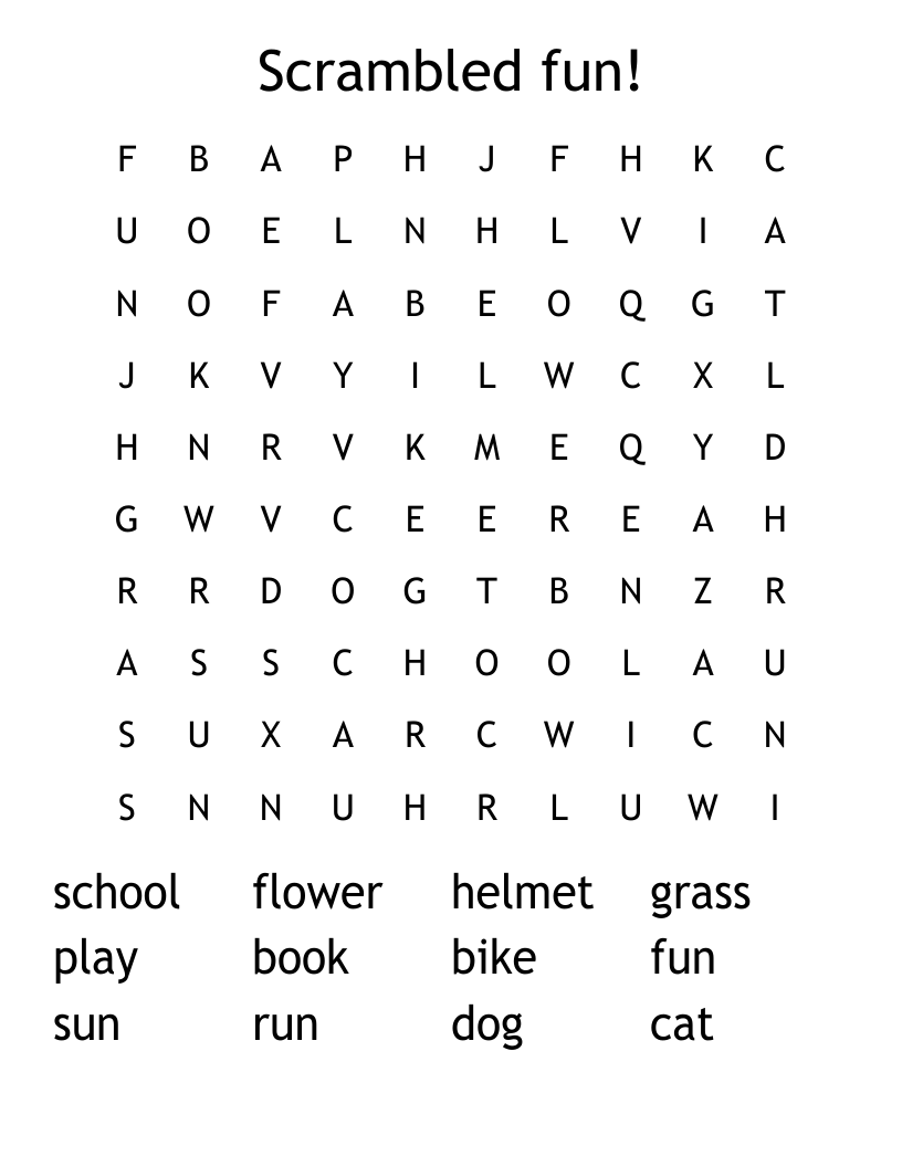 Scrambled fun! Word Search