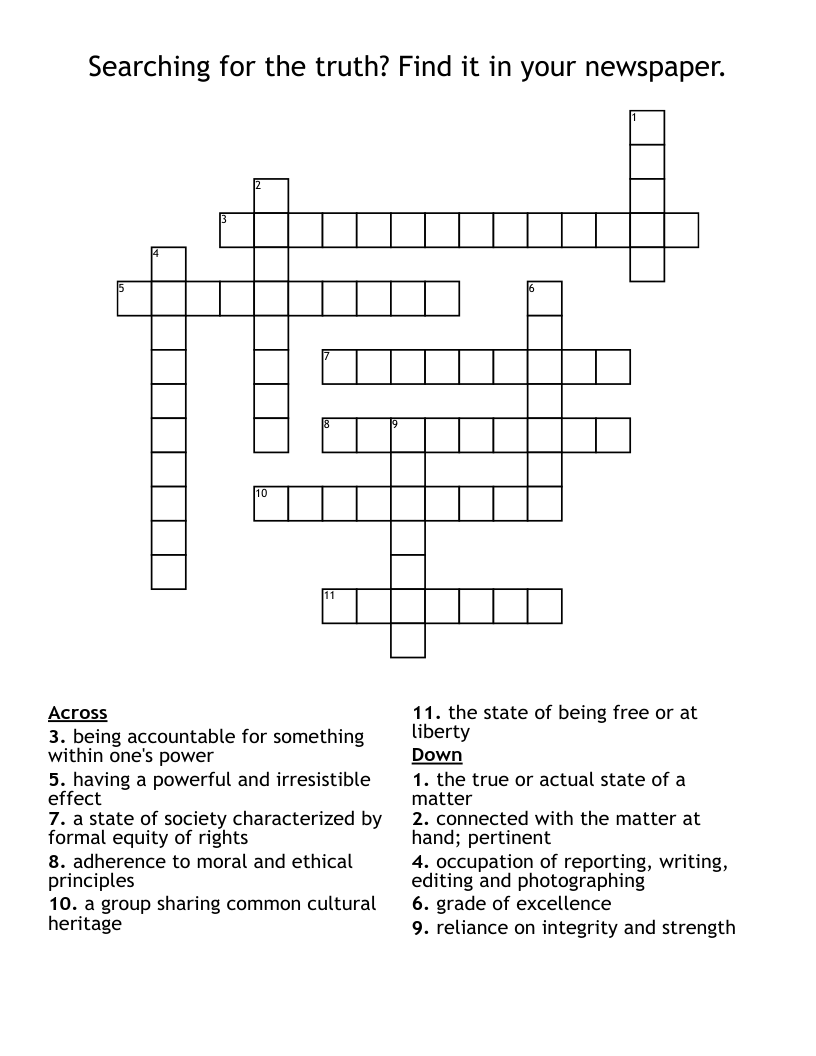 Searching for the truth?  Find it in your newspaper. Crossword