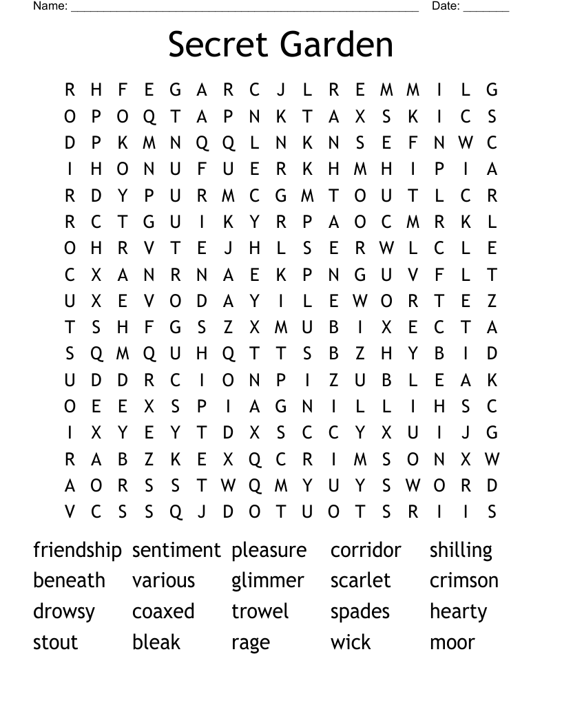 Secret Garden Word Search