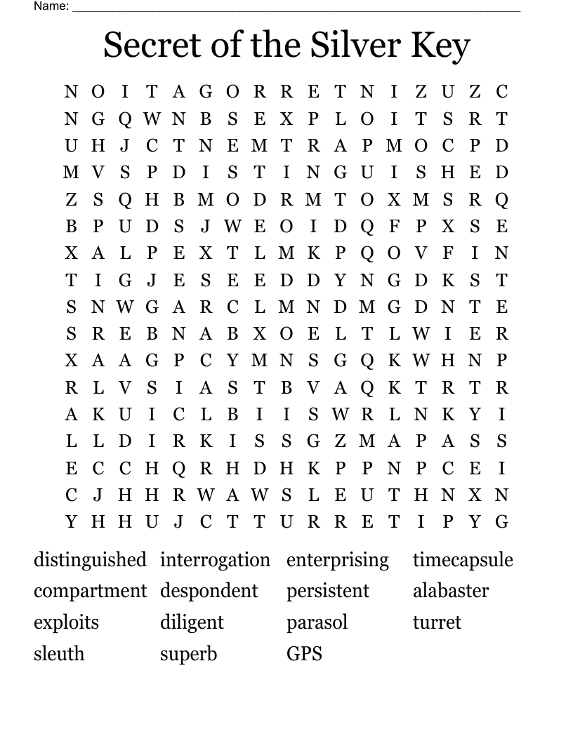 Secret of the Silver Key Word Search