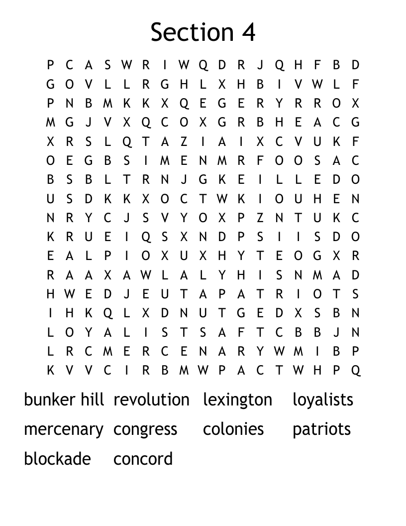 Section 4 Word Search
