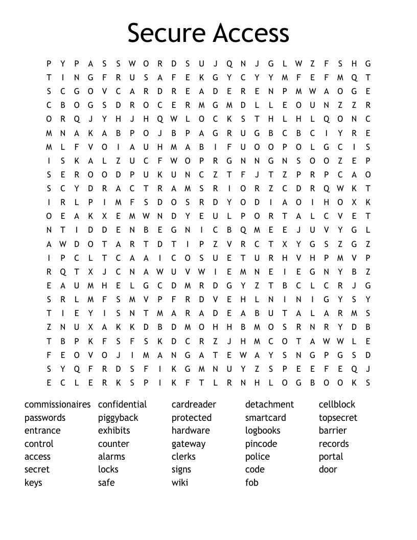 Secure Access Word Search