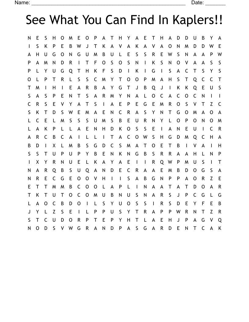 See What You Can Find In Kaplers!! Word Search