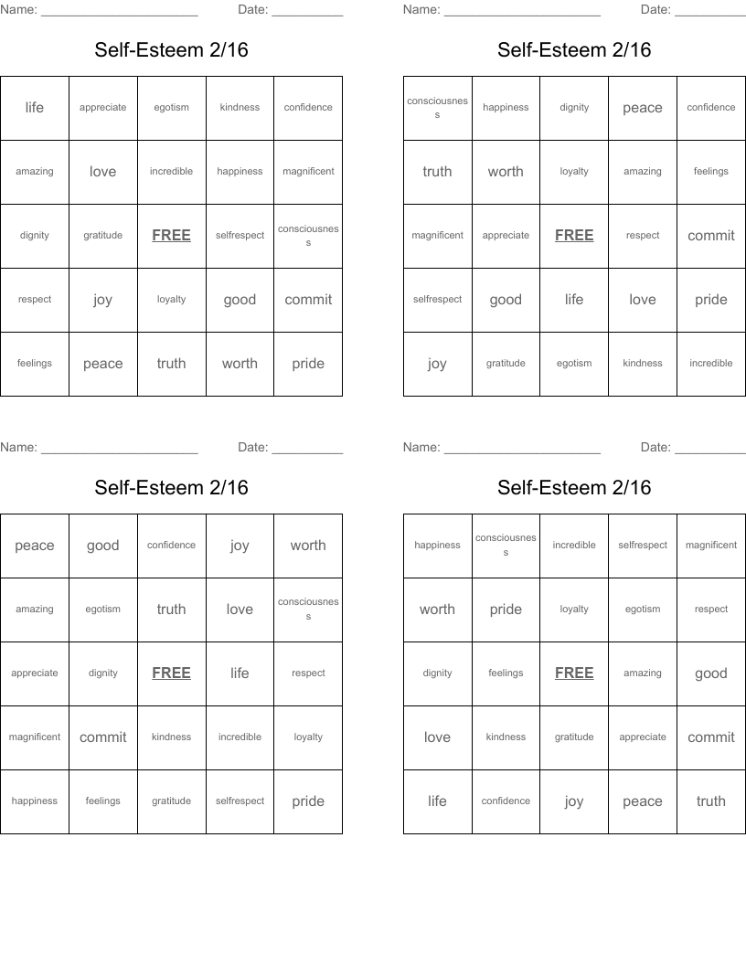 Self Esteem Word Scramble WordMint