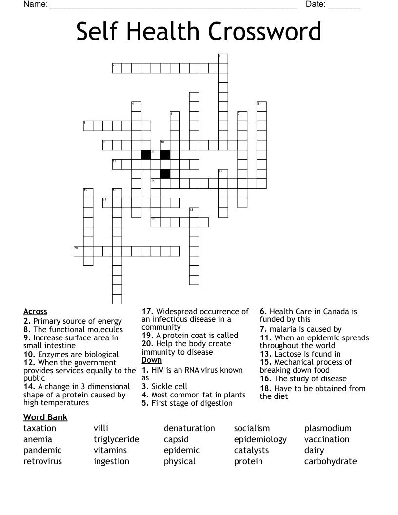 Self Health Crossword