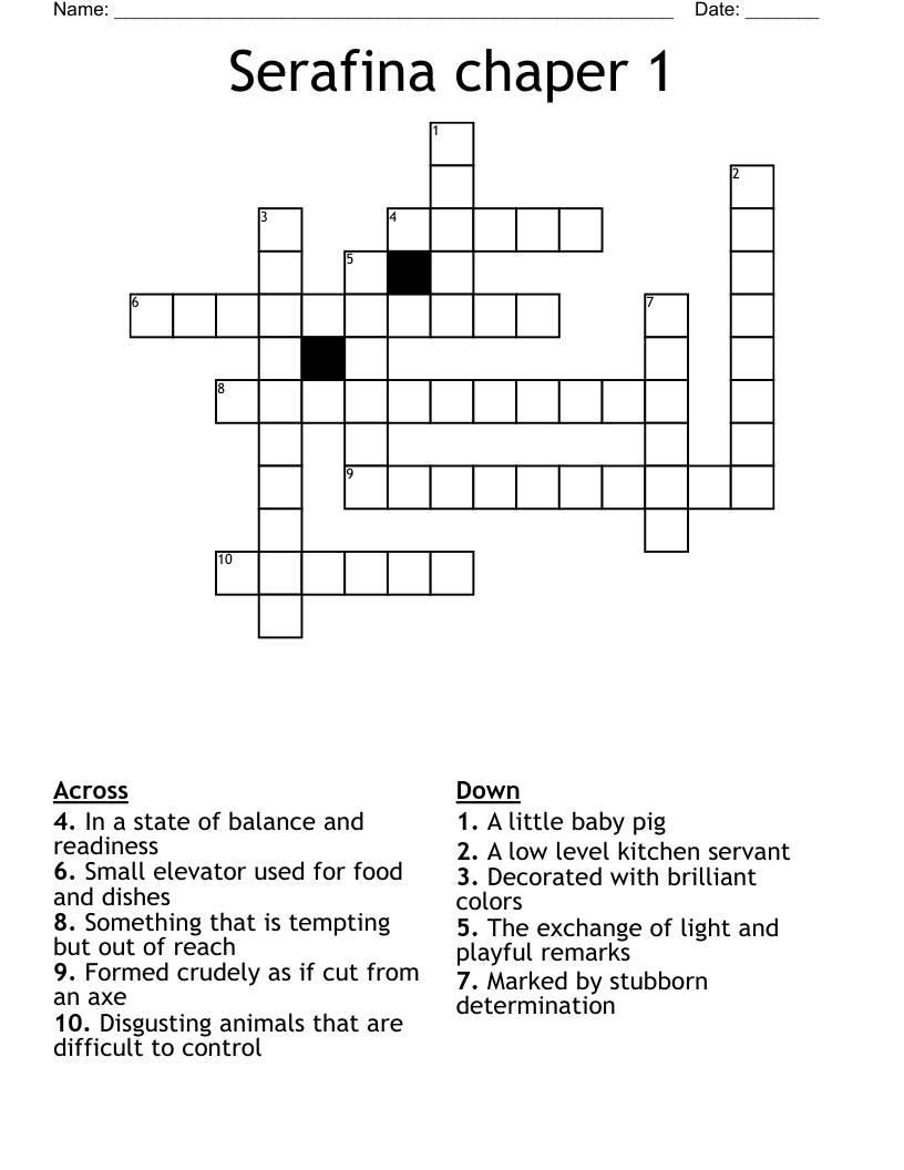 Serafina chaper 1 Crossword