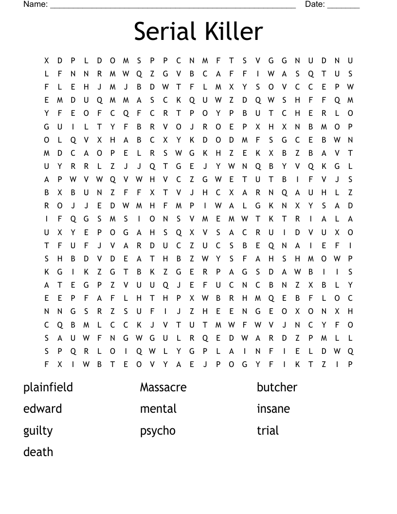 Serial Killer  Word Search
