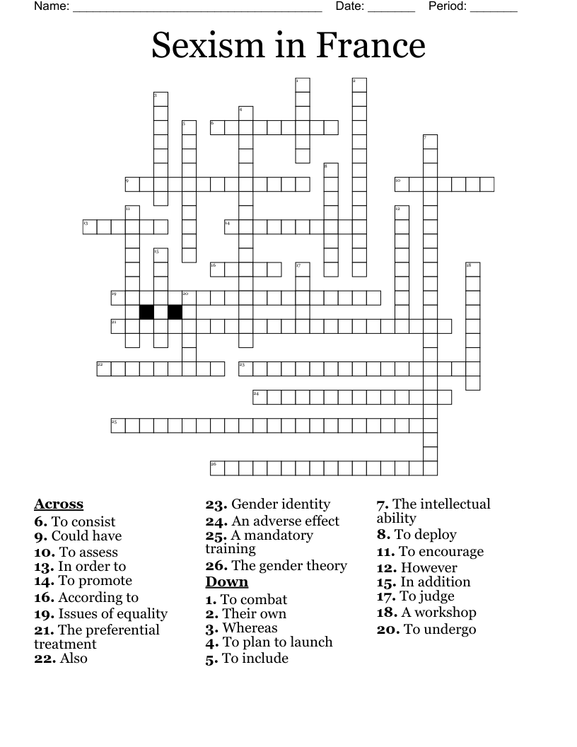 Sexism in France Crossword