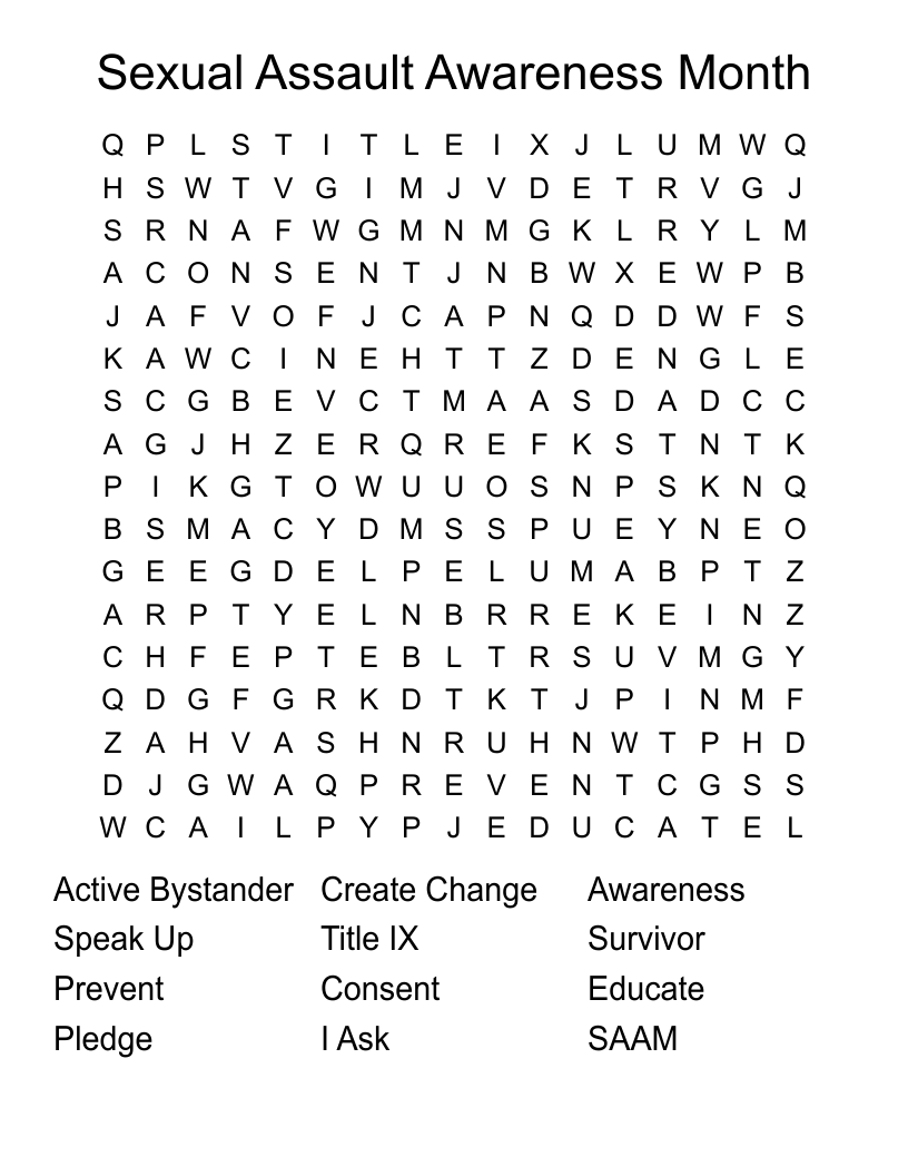 Sexual Assault Awareness Month Word Search