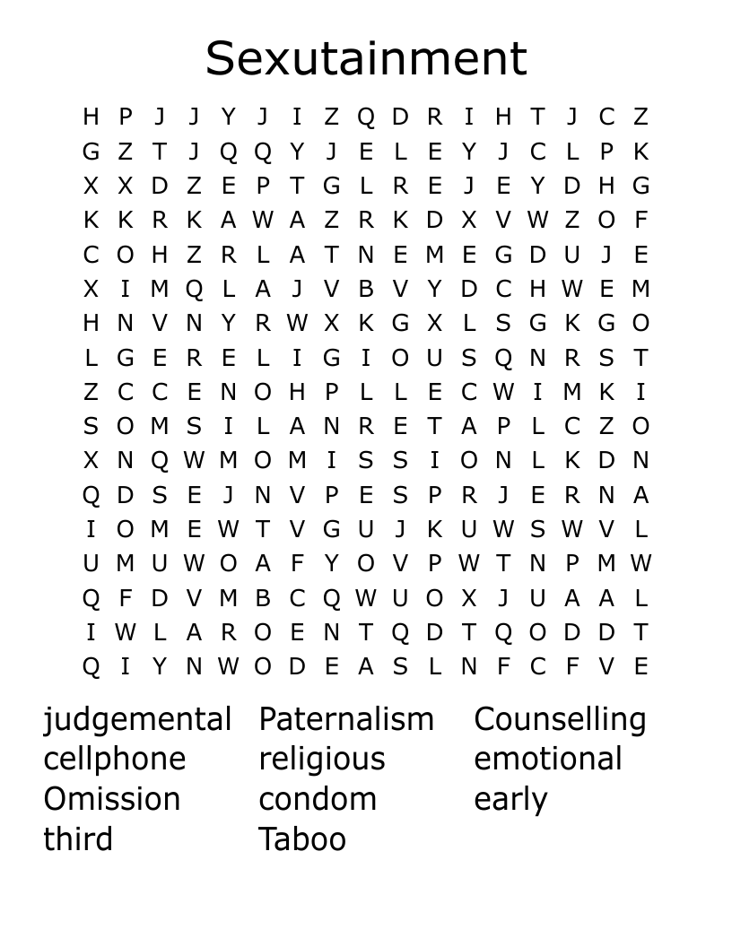 Sexutainment  Word Search