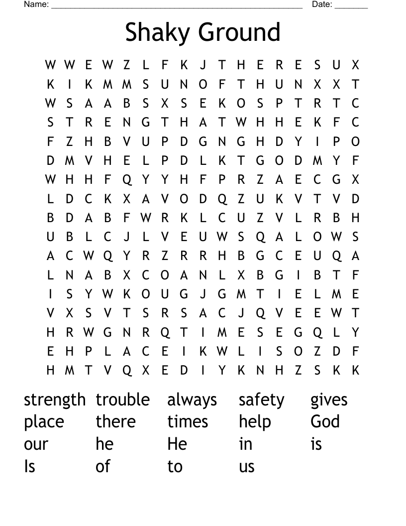Shaky Ground Word Search WordMint