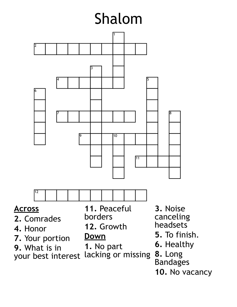 Shalom Crossword