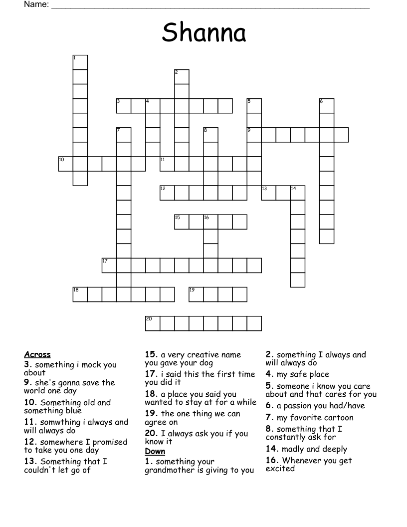 Shanna Crossword