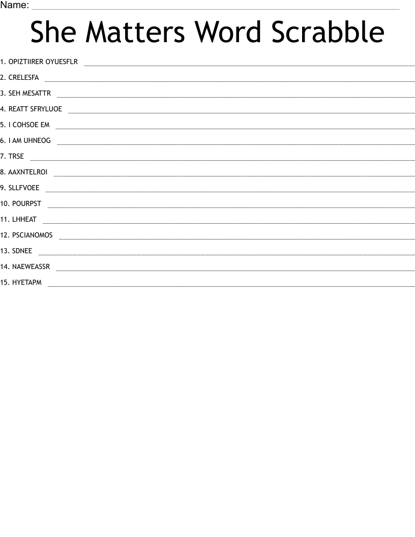 She Matters Word Scrabble