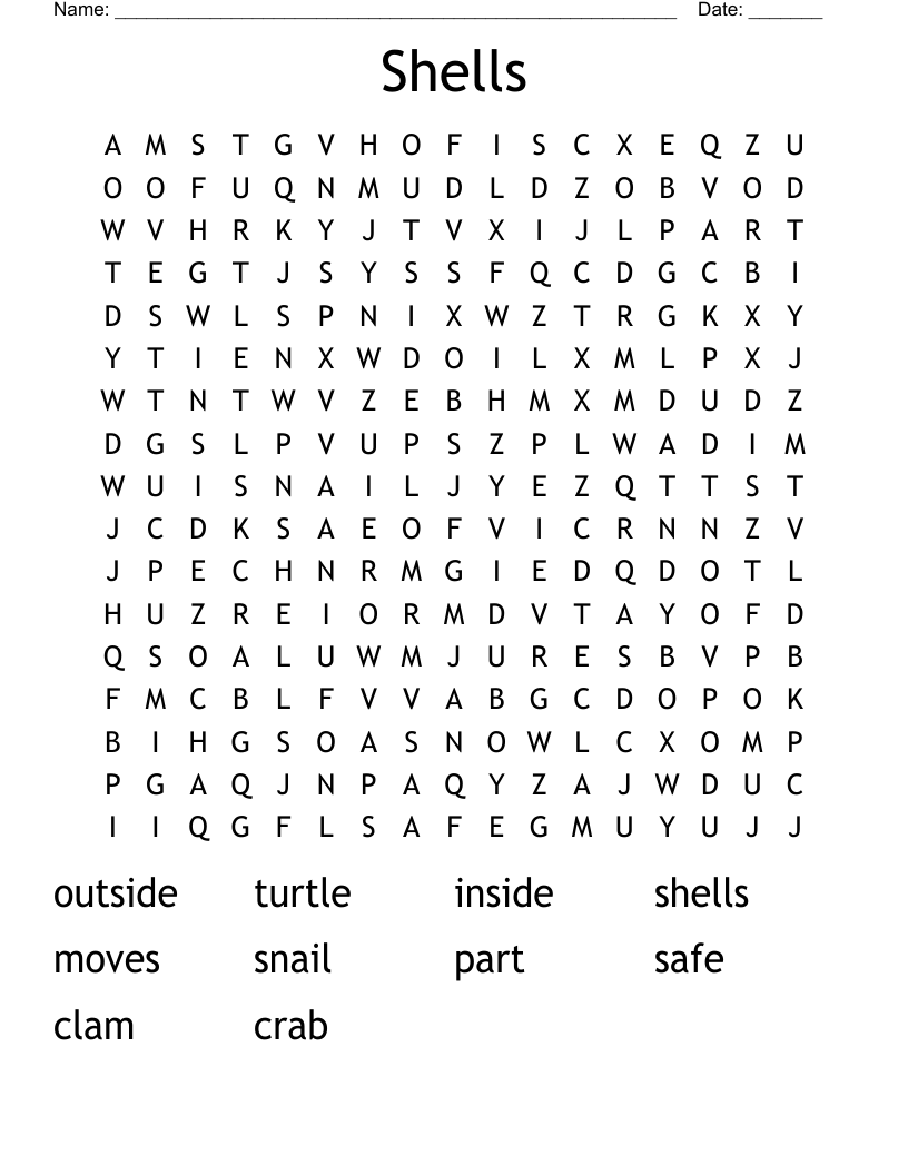 Shells Word Search