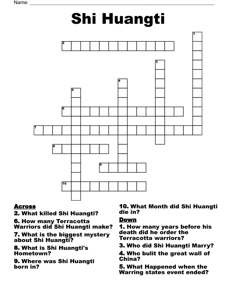 Shi Huangti Crossword