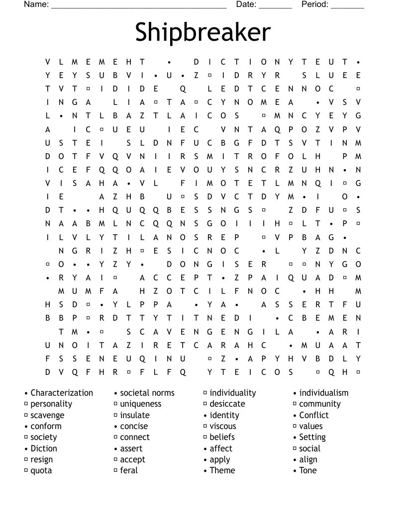 Shipbreaker Word Search
