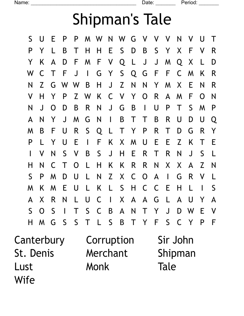 Shipman's Tale  Word Search