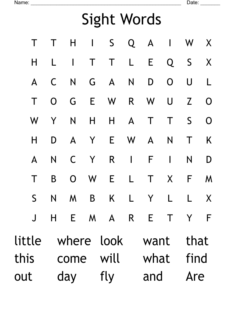 Sight Words Word Search