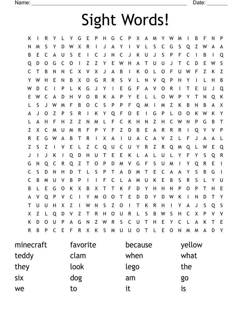 Sight Words! Word Search