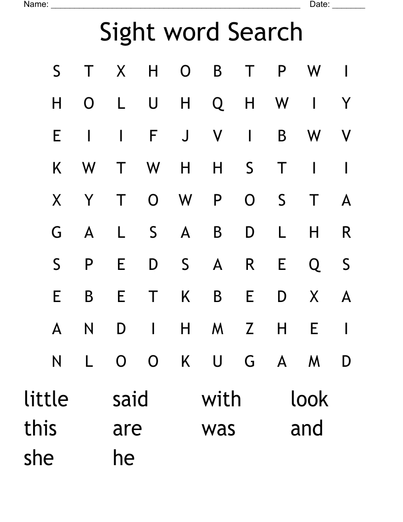 Sight word Search