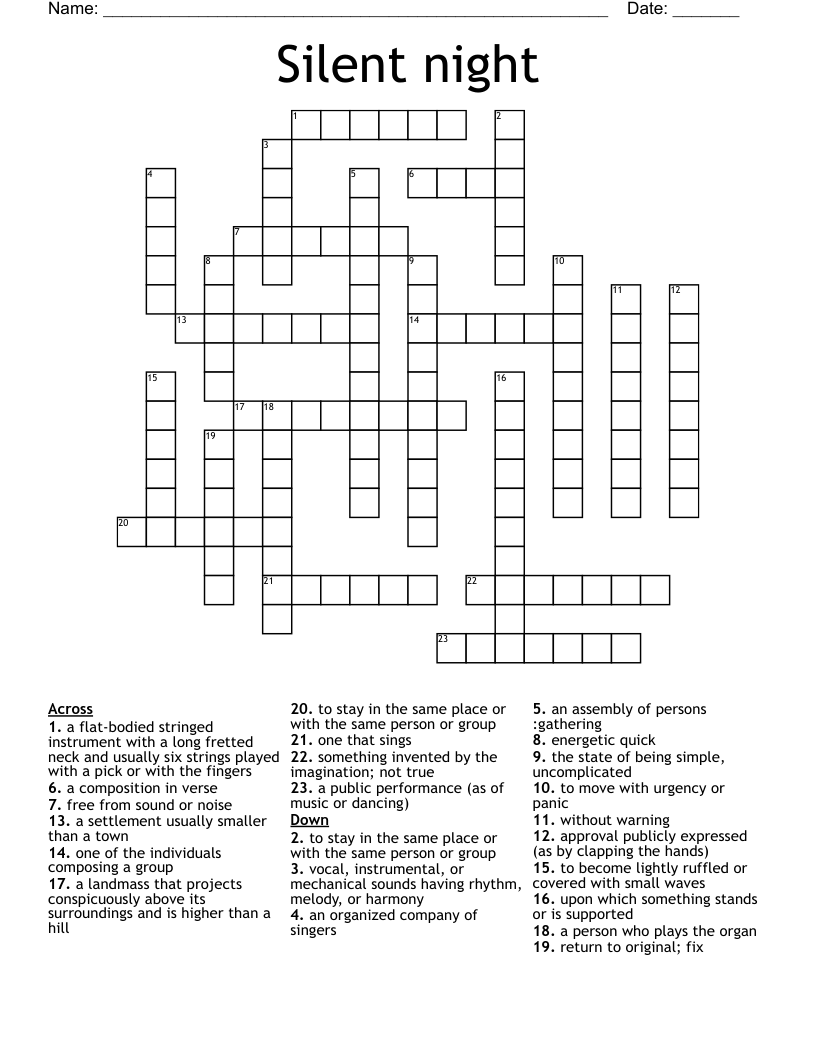 Silent night Crossword