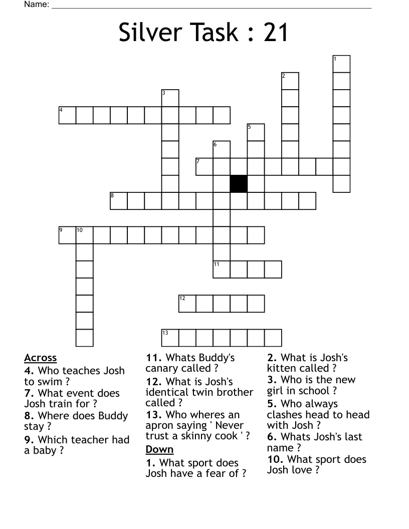 Silver Task 21 Crossword WordMint