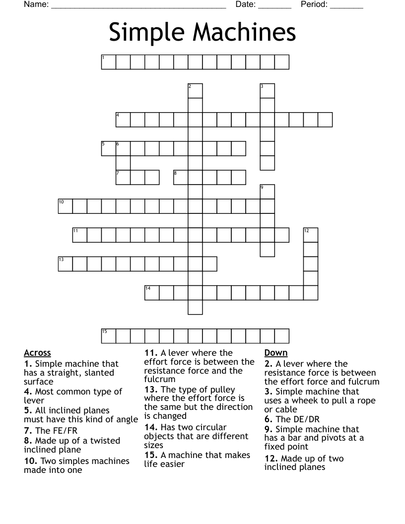 Work And Machines Crossword Puzzle WordMint
